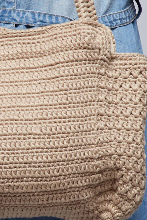 Crochet Handbag in Taupe